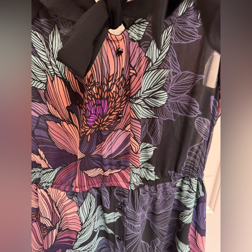 Maeve Bretin Floral Bow Tie Midi Dress - Picture 4 of 7